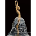 Art Metal Craft Bronze Casting Ballerina Statue Fountain for Wholesale